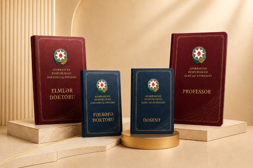 Elmlər doktoru, Fəlsəfə doktoru, Dosent və Professor diplom və attestatları